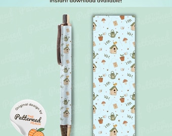 Blue Cottage Garden Themed Pen Wrap PNG: (Digital Download)