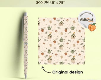 Cottage Garden Themed Pen Wrap PNG: (Digital Download)