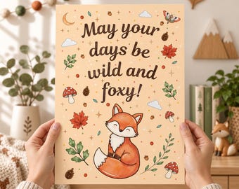 Hand-Drawn Fox Autumn Print | Woodland Nursery Wall Art (Digital Download)
