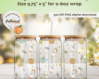 Goosey Garden Glass Can Wrap PNG | 16oz | 300 DPI | Digital Download