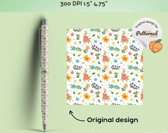 Spring Pop Pen Wrap PNG: Bright Colourful Flowers and Leaves (Digital Download)