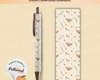Moth Magic Bohemian Themed Pen Wrap PNG: (Digital Download)