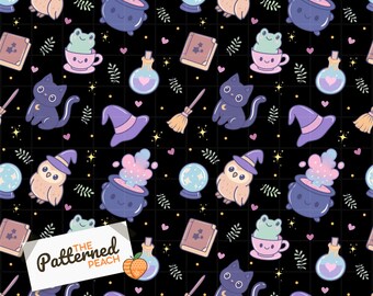 Halloween Witchy Magic Seamless Pattern |  PNG Digital Download For Commercial Use