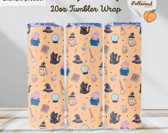 Whimsy Witchcraft Tumbler Wrap | Halloween Sublimation Design (Digital Download)