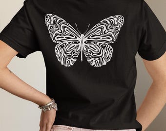 Butterfly Graphic T-Shirt, Butterfly Wings, Comfort Colors Relaxed Fit Unisex Cotton Tee