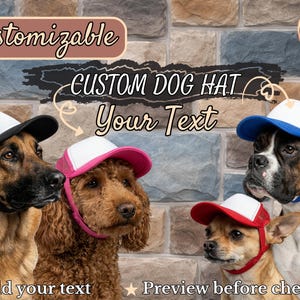 Custom Dog Trucker Hat, Personalized Pet Cap, UV Sun Protection, Ear Holes, Adjustable Chin Strap, Gift for Dog Lover