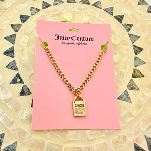 Juicy Couture Gold Plated &quot;Choose Juicy&quot; Bag Charm Adjustable Necklace