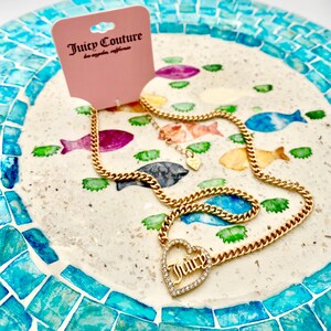 Juicy Couture Gold Tone &quot;Juicy&quot; Heart Cuban Chain Adjustable Necklace