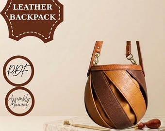 Round Drawstring Leather Bucket Bag PDF Pattern Handbag DIY Craft Template (Instant Download)