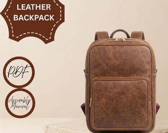 Minimalist Leather Backpack PDF Pattern: DIY Laptop Bag Template (Digital Download)