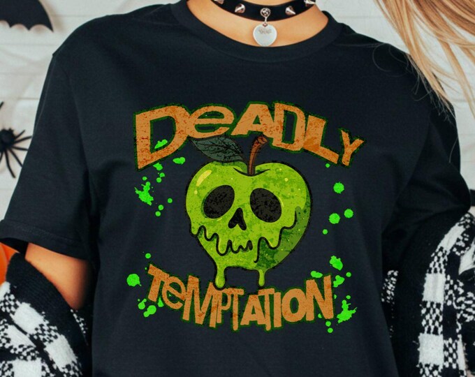 Deadly Temptation Poison Apple Comfort Colors 1717 Tee | Halloween Gothic T-Shirt | Witchy Creepy Cute Skull Apple Shirt