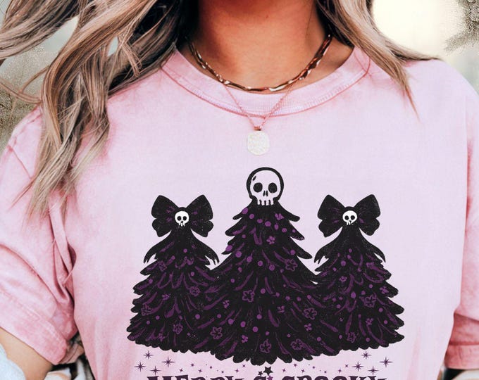 Gothic Christmas T-Shirt: Skull Trees, Spooky Xmas Tee
