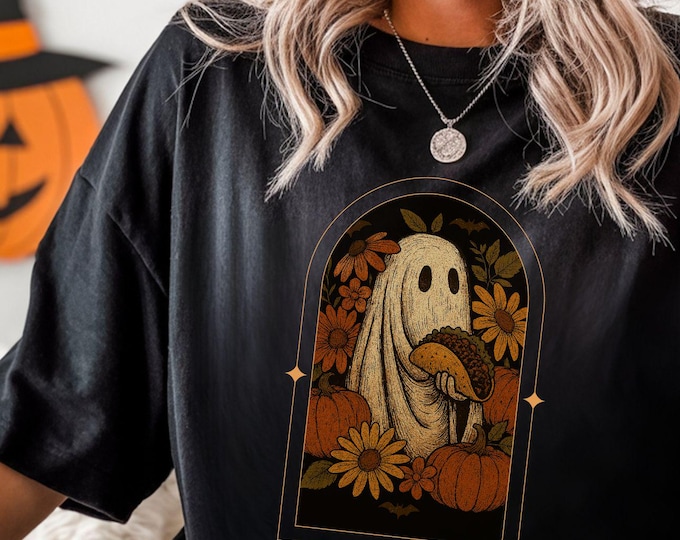 Tacos Before Tricks Ghost Shirt: Funny Halloween Comfort Colors Tee