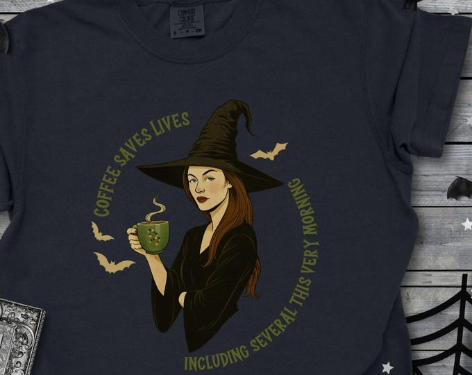 Witch Coffee Shirt: Comfort Colors Halloween Tee