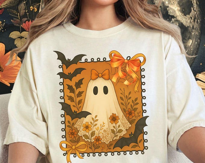 Coquette Ghost Tee: Comfort Colors Vintage Halloween Shirt