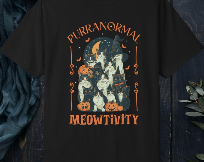 Purranormal Meowtivity T-Shirt: Comfort Colors Halloween Cat Tee