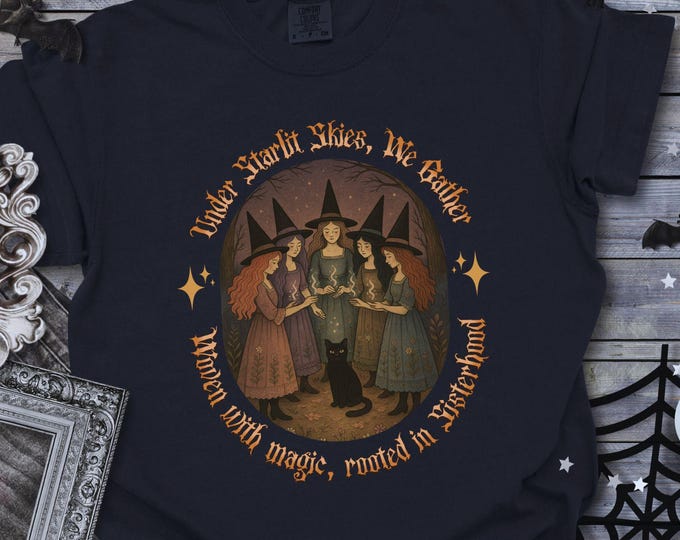 Featured listing image: Witchy Sisterhood Tee or Sweatshirt: Vintage Coven Graphic