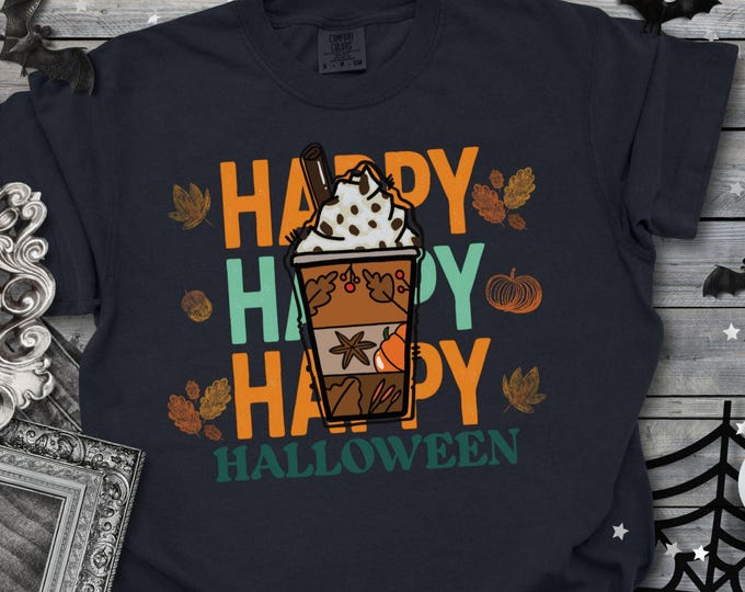 Halloween Iced Coffee Shirt - Comfort Colors Tee - Spooky Season
