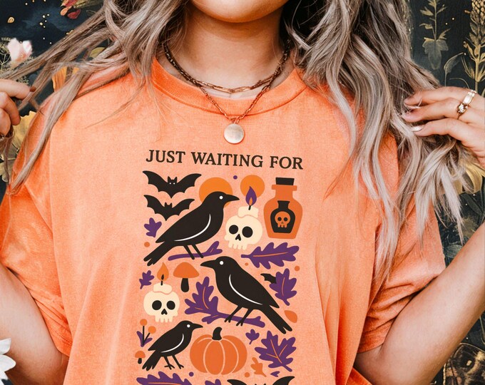 Spooky Season Comfort Colors Tee: Raven Halloween Shirt