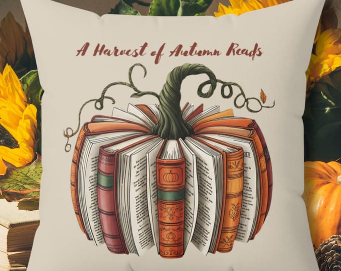 Book Stack Pumpkin Pillow: Cottagecore Autumn Decor