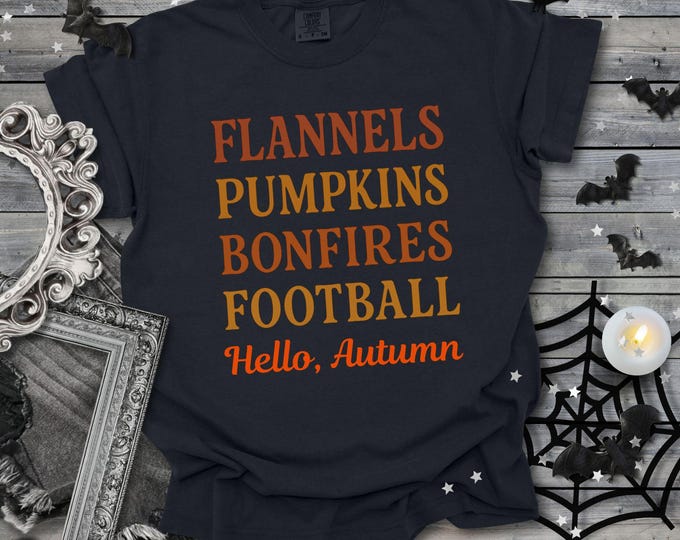 Hello Autumn Comfort Colors Tee: Cozy Fall Graphic Shirt
