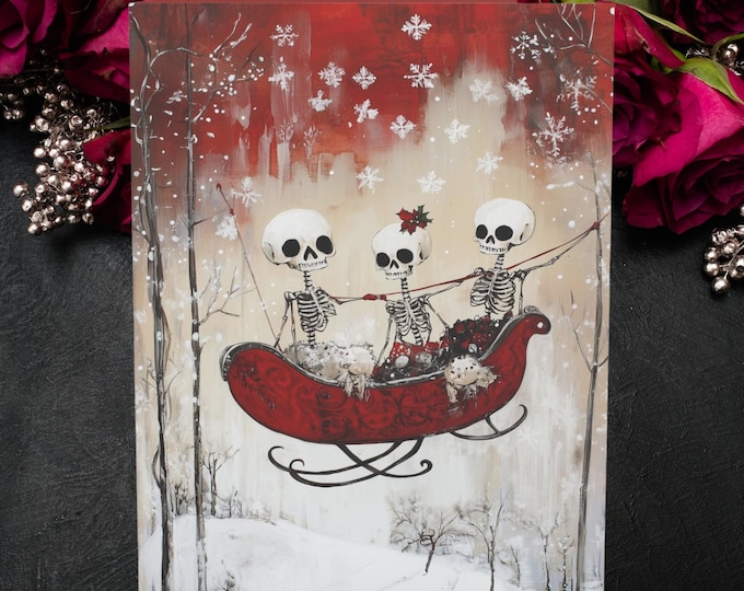 Skeleton Sleigh Christmas Card