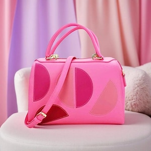 Rosa verzierte Bowlina-Tasche mit Halbmond