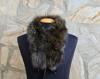 Fur collar, green  fox collar, real fox fur