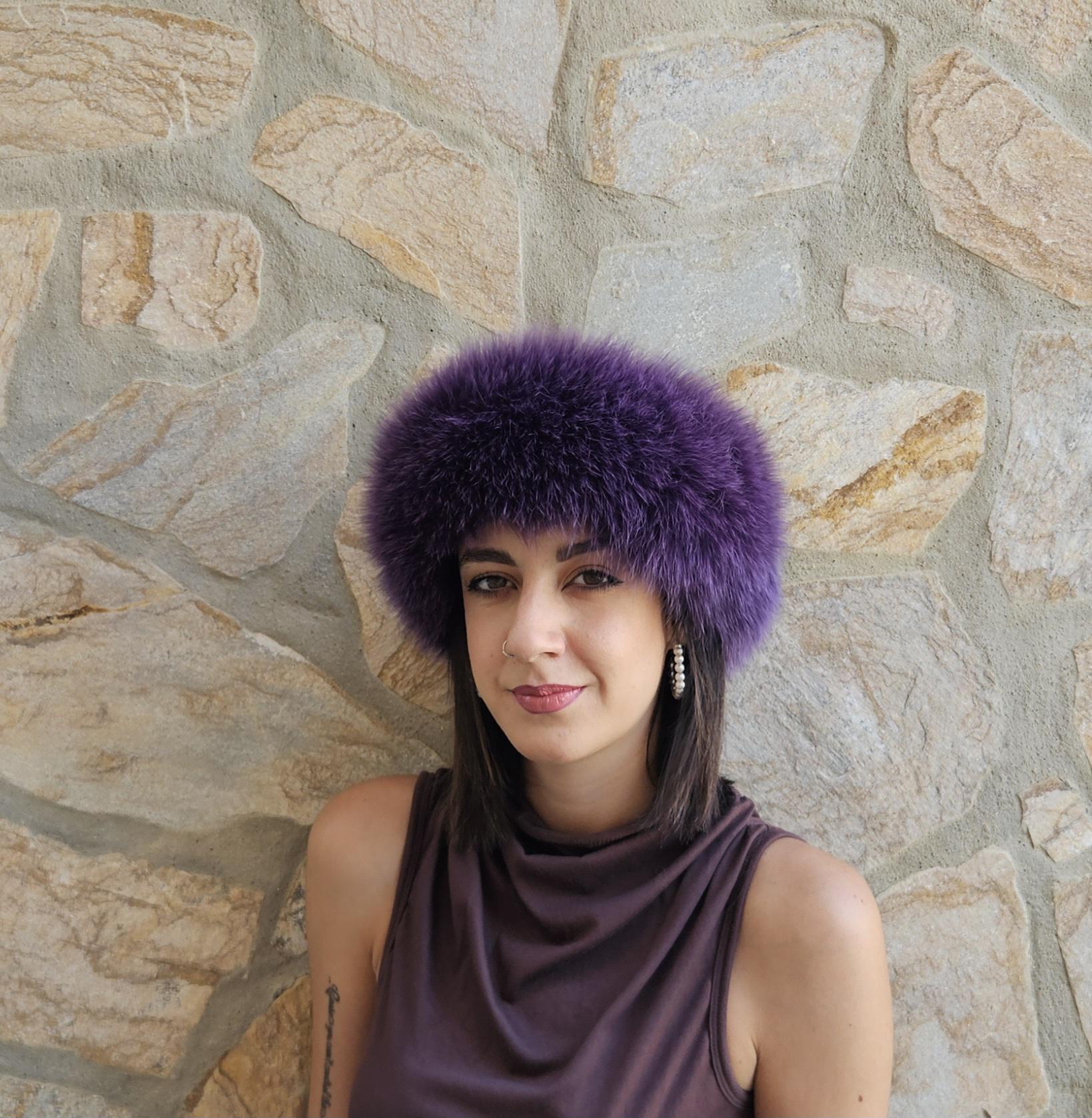 Fur Headband,purple Fox Headband, Real Fox Fur - Etsy display picture 2
