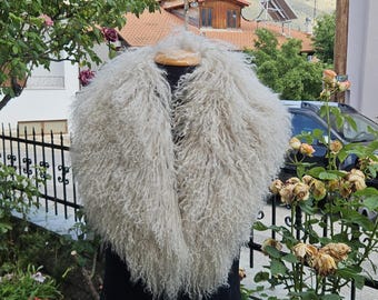 Fur collar,real fur collar,beige sheep fur collar