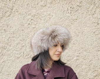 Handmade Fox Fur Headband, Velcro Closure