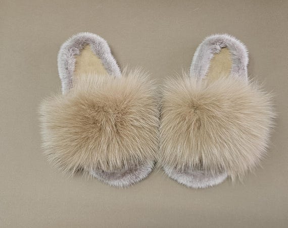 Pantofole di pelliccia, ciabatte di vera pelliccia, scarpe di