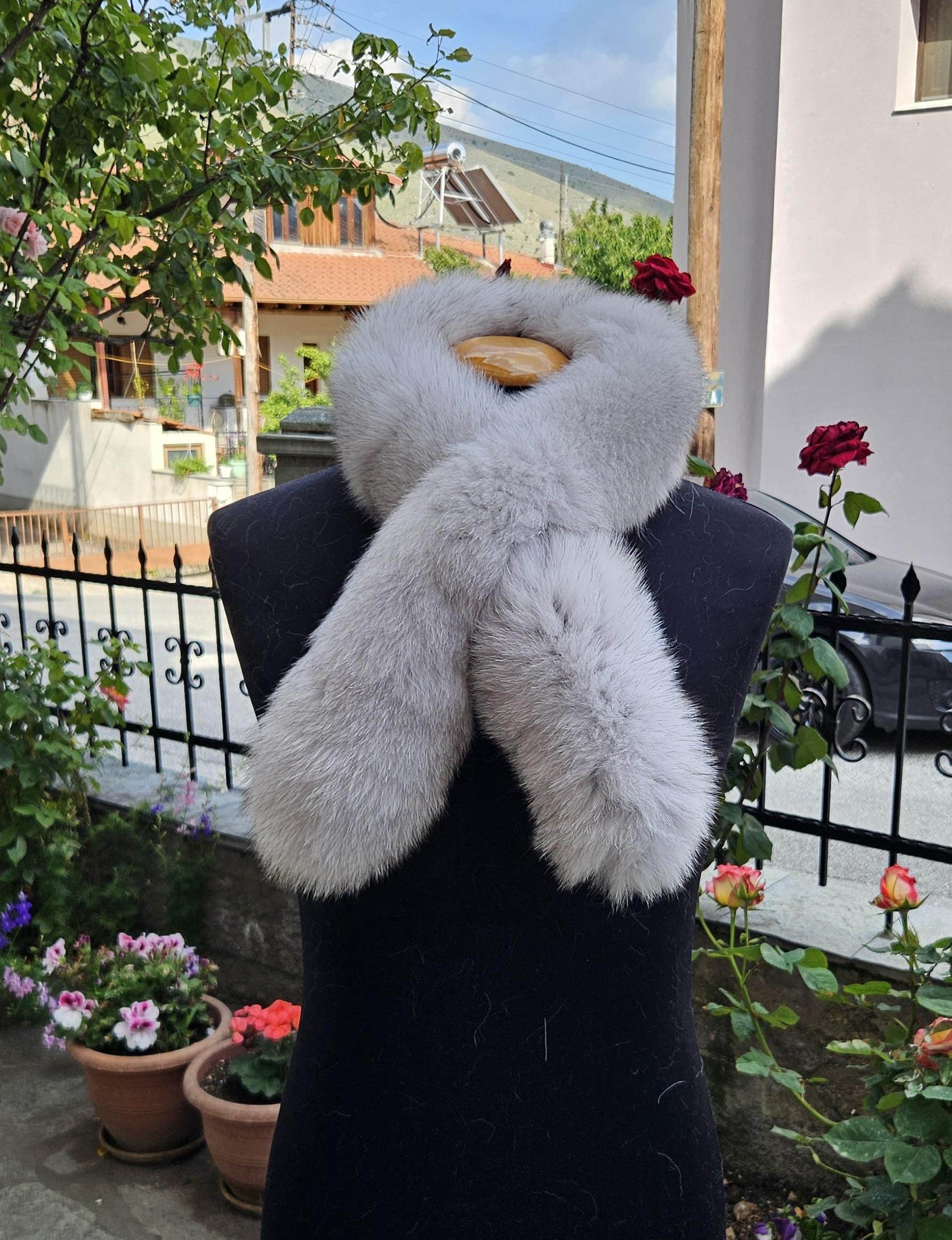 毛皮のマフラー、キツネのマフラー、本物のキツネの毛皮 - Etsy 日本