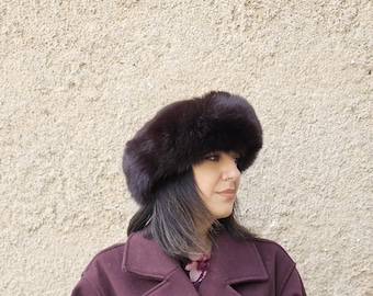 Fur headband, brown  fox headband, real fox fur