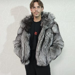Fur jacket, men&#39;s coat, real fox  fur jacket