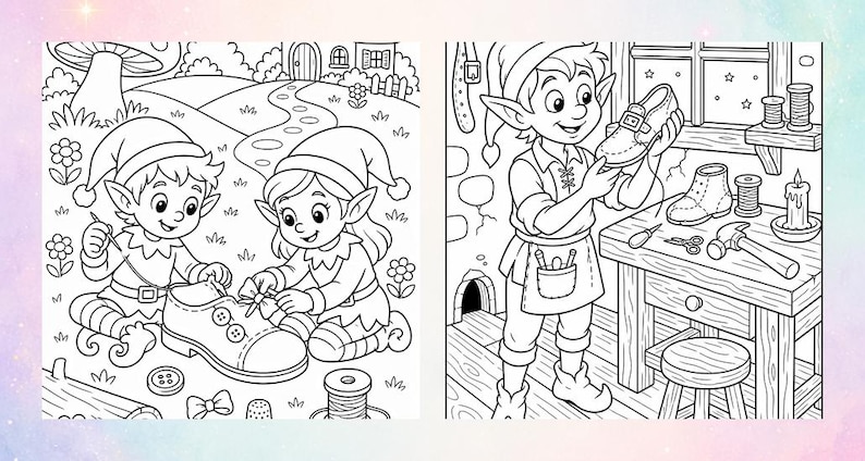 The Elves and the Shoemaker Coloring Book | Printable Fairy Tale Pages ...