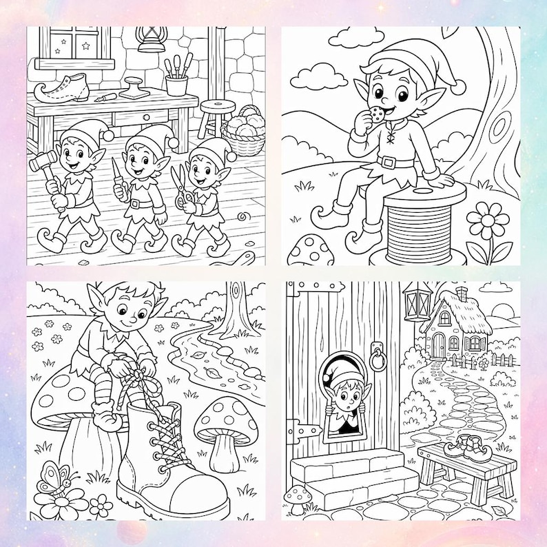 The Elves and the Shoemaker Coloring Book | Printable Fairy Tale Pages ...