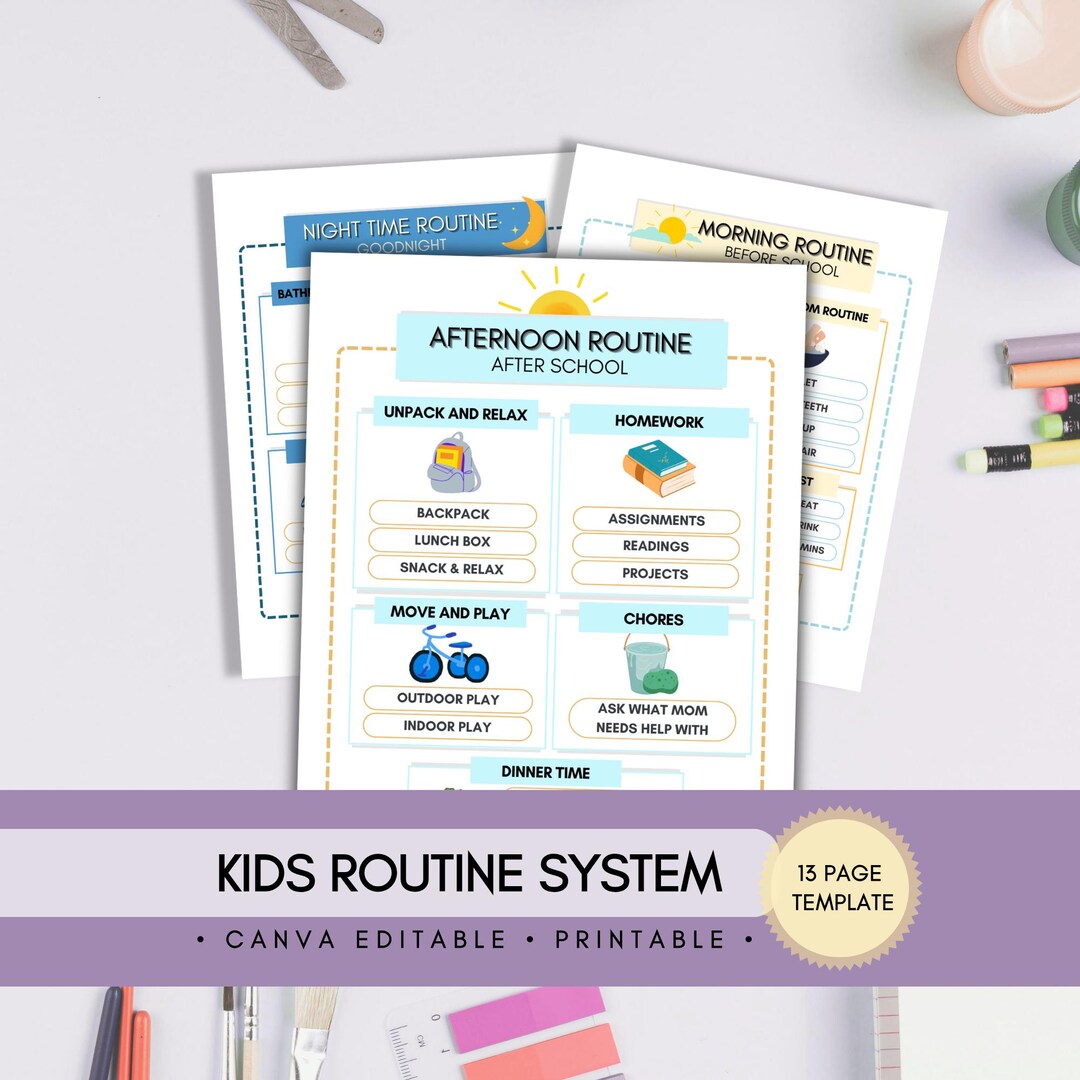 Kids Routine System | Morning Afternoon Night Charts | Daily & Weekly ...