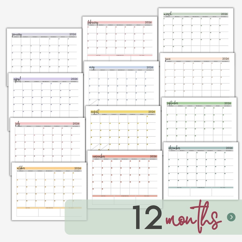 2026 Calendar With No Holidays | Minimalist Printable Calendar | Canva ...