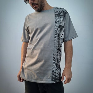 Men’s Organic Cotton Grey Digital Print Fractal T-shirt