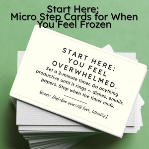 Micro Step-kaarten | Afdrukbaar starterspakket voor burn-out, executieve disfunctie en ADHD