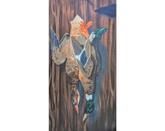 Canvas Hangende wilde eend | Mat uitgerekte muurkunst