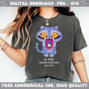 K-pop Demon Hunters tiger & bird Inspired Digital download, K-Pop: Demon Hunters Cat Officially Licensed Png Svg