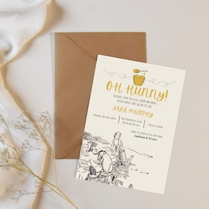 Winnie the Pooh Baby Shower Invitation: Oh Hunny Theme (Digital Download, Editable Template)