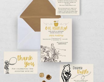 Winnie the Pooh Baby Shower Invitation Bundle: Classic Storybook Theme (Digital Download)