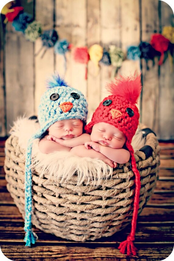 Newborn Photo Prop Newborn Twin Bird Hats Etsy