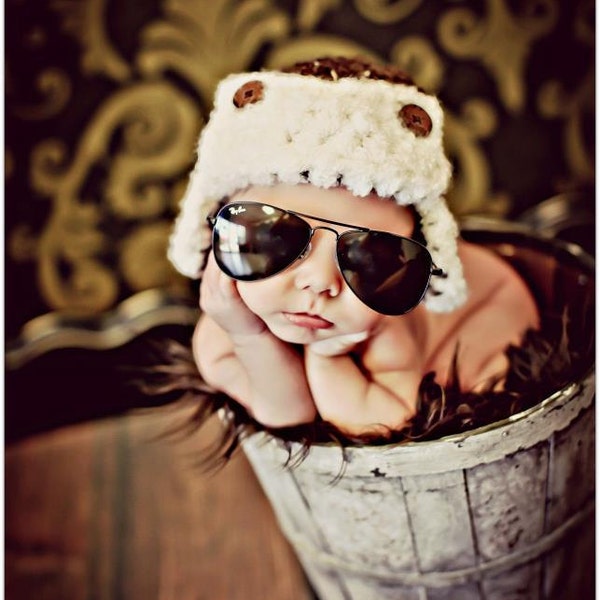 Newborn Baby Boy Photo Prop Aviator Hat