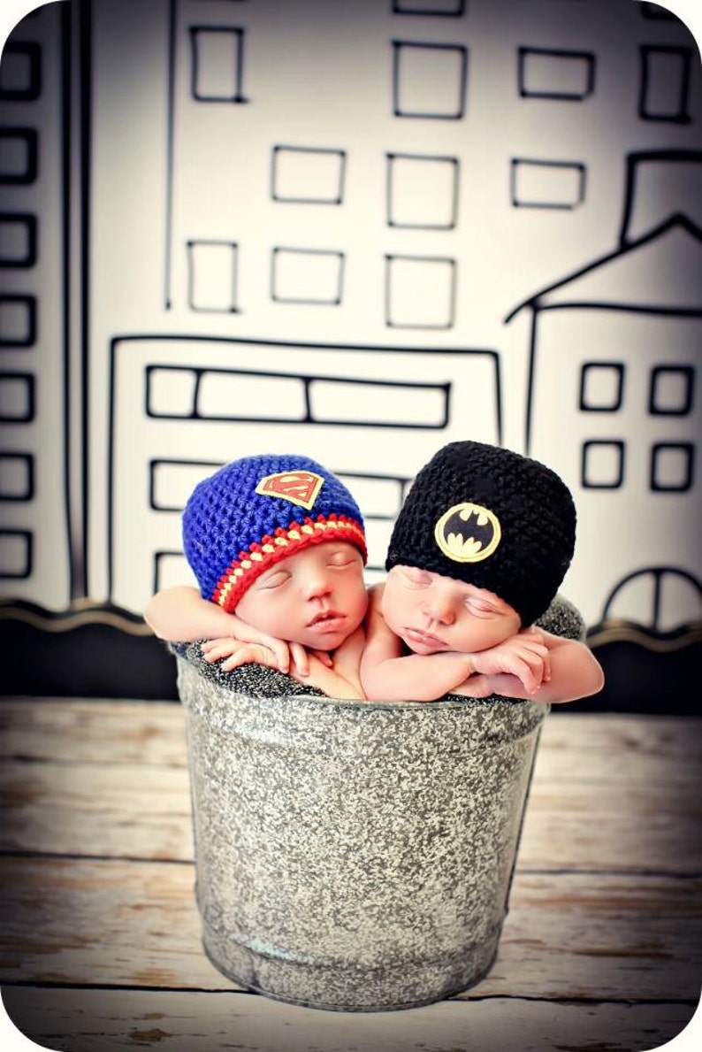 Newborn Photo Prop Twin Baby Boy Superhero Hats Etsy