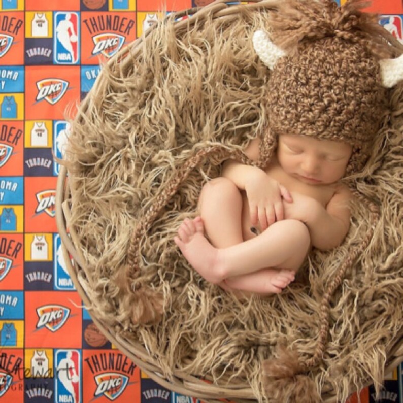 Newborn Baby Photo Prop Thunder Basketball Rumble Bison Hat Etsy