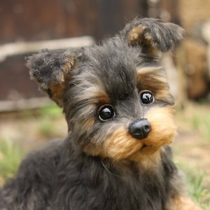 Mohair Yorkie Snickers Portrait: Handmade Collectible Dog Art